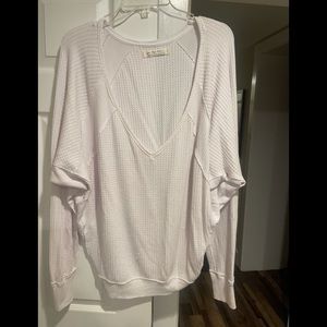 We The Free - Free People waffle textured thermal long sleeve v neck top